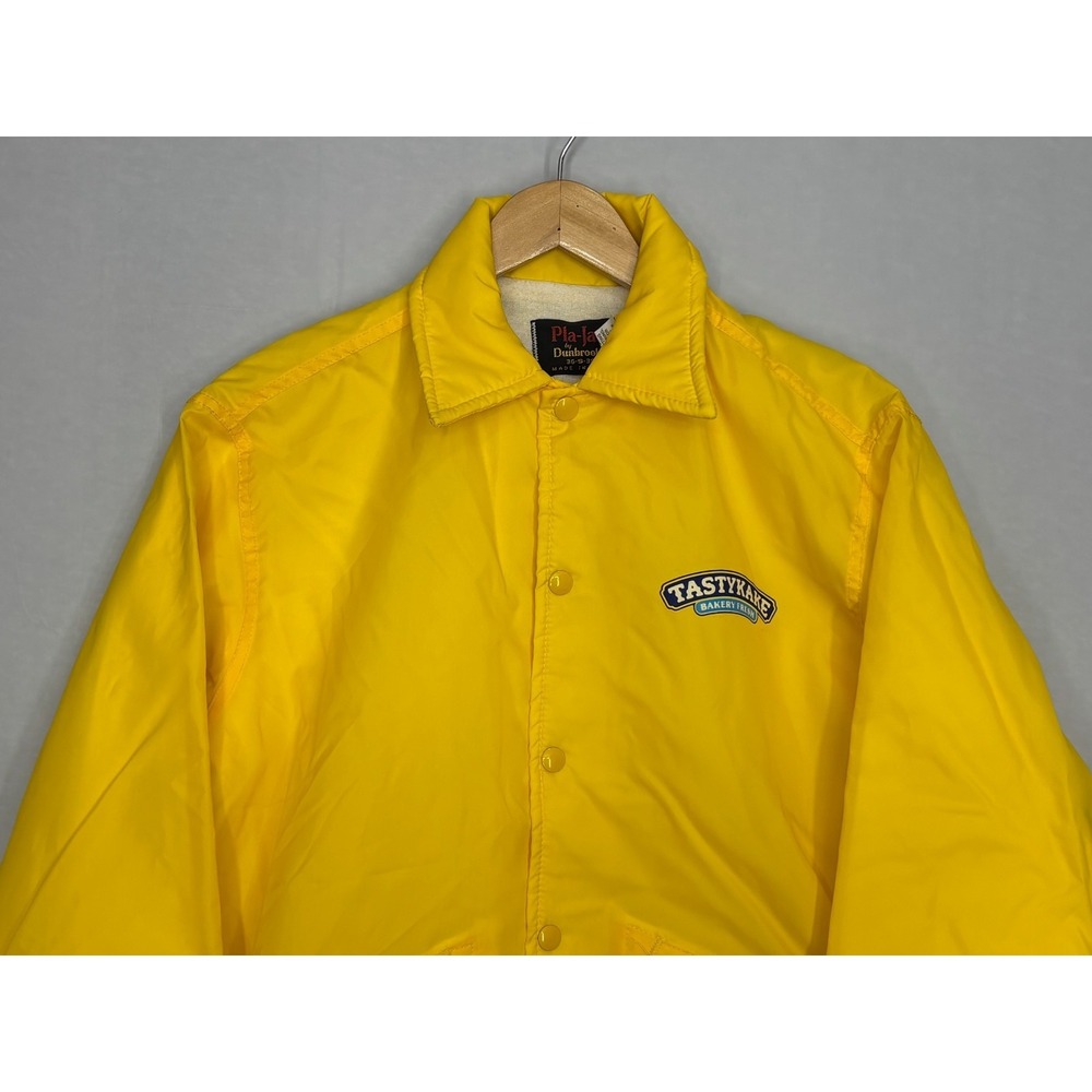 Vintage Tastykake Dunbrooke Coach Jacket Mens Yellow Collared Pocket USA Size S - Picture 3 of 8